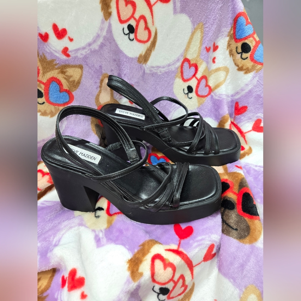 Steve Madden Black Women's Platform Sandals 8